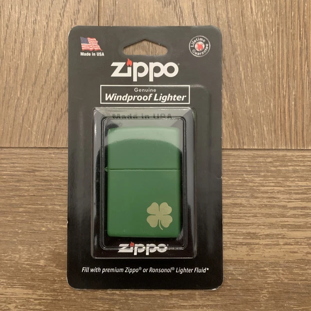 Zippo Green Matte w/ Gold Shamrock 21032 Made In The USA New In Box Lucky Irish