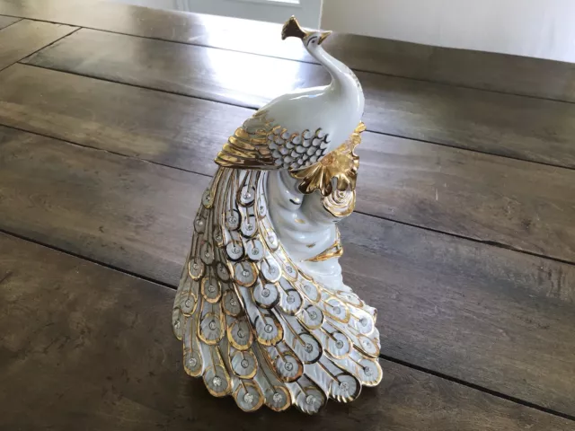 Capodimonte Porcelain Peacock Figurine Made In Italy