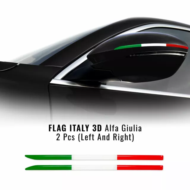 Stripe Bandes Adhésives 3D Drapeau Profilé Italie pour Miroirs Alfa Romeo Giulia