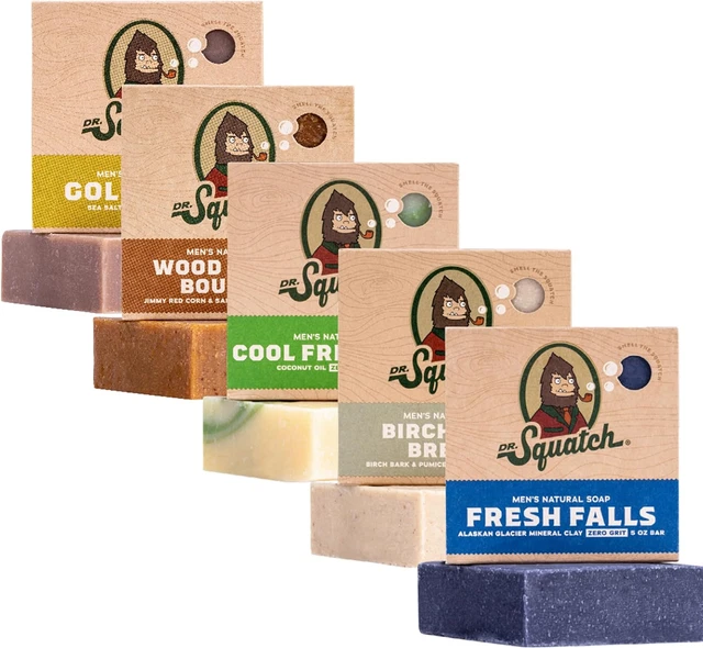 Dr. Squatch All Natural Bar Soap for Men, 5 Bar Variety Pack - Birchwood Bree...