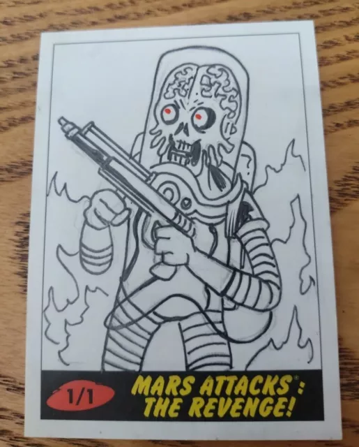 MARS ATTACKS THE REVENGE Topps 2017 1/1 SKETCH CARD by WILSON RAMOS JR