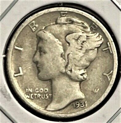 1931 S Mercury Dime circulated 90% Silver  Good to Very Good VG