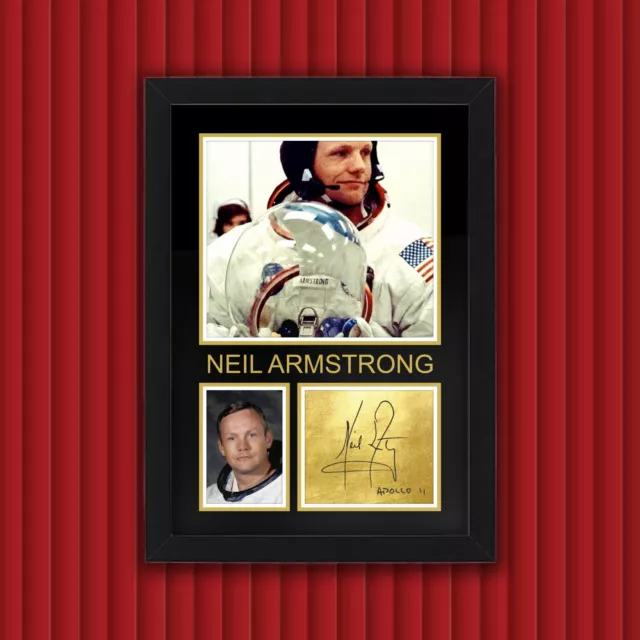 Framed NEIL ARMSTRONG / APOLLO 11 - Display  w Reproduced Autograph Signature