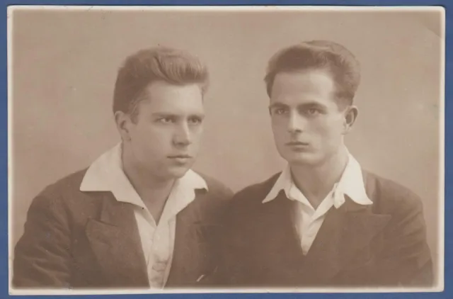 Portrait of Two Handsome Guys, Cute Boys Soviet Vintage Photo USSR