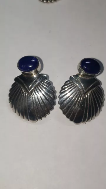 Mike Simplicio native american sterling silver earrings old pawn zuni 1970s