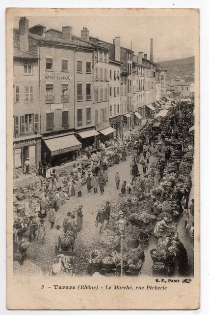 69 @ Carte Postale Ancienne De Tarare - Le Marche, Rue Pecherie @ Top Cpa Animee