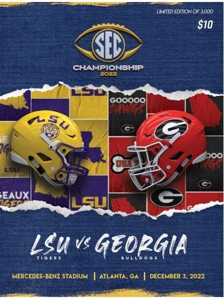 2022 Sec Championship Program Lsu Tigers Vs. Georgia Bulldogs College Football