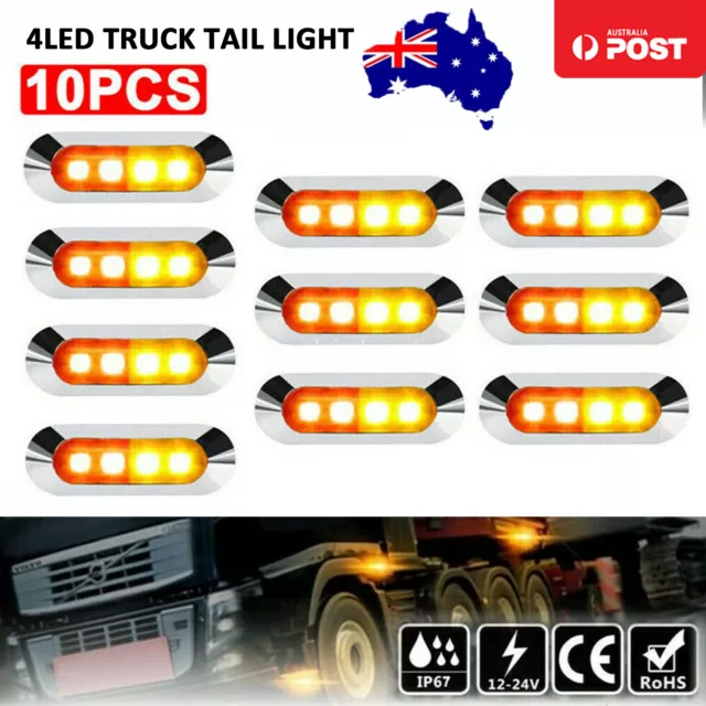 10X Amber/Red Clearance Lights Side Marker Lamp 4 LED Car Truck Trailer 10V-30V