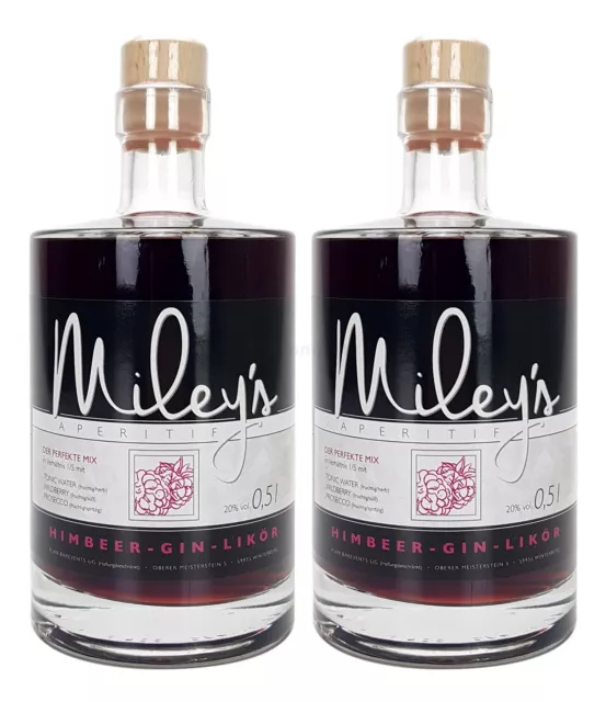 Mileys Himbeer Wild Berry Himbeer-Gin-Likör Set - 2x 0,5l = 1l (20% Vol)