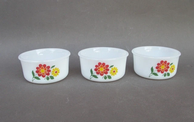 Lot 3 Pièces Arcopal à Fleurs Oranges Vintage Années 70 - Arts de la table