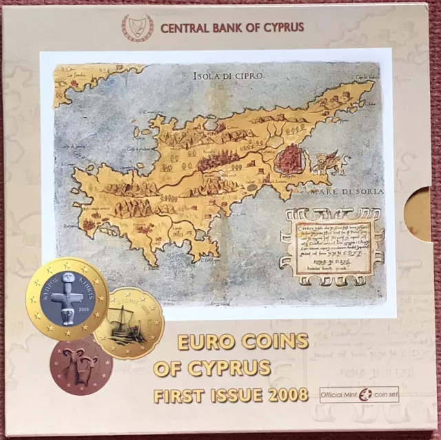 Cyprus First Issue 2008 1 Cent - €2 Euro Official Coin Collection Set ~ Folder