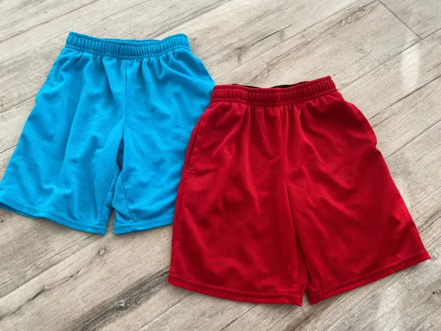 Kids Mesh Red Blue gym shorts Size S SM SMALL 6/7Athletic Works Lot Of 2 Boys