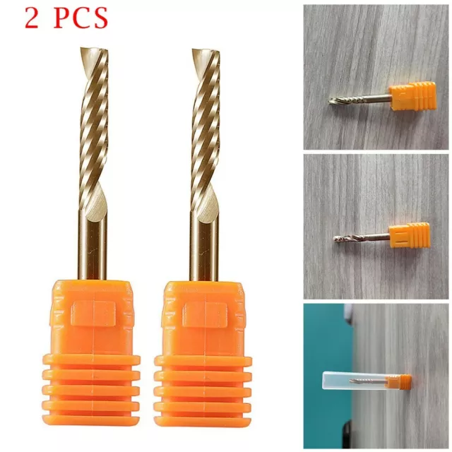 2Pcs Single Flute Spiral End Mill Carbide Router Bits For Aluminium Board 4*22mm