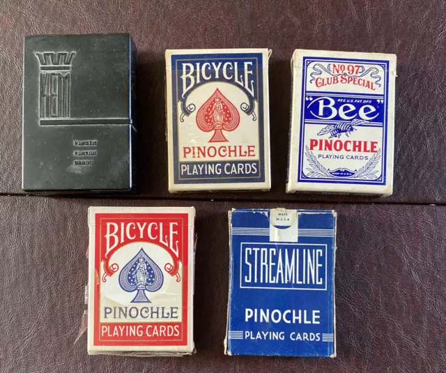 Vintage Lot Pinochle Playing Cards Decks Kem Streamline Bee Bicycle