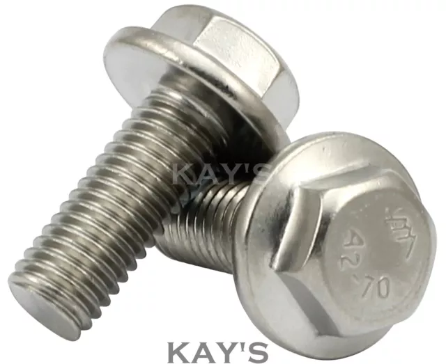 M6 Flanged Hexagon Screws A2-70 Stainless Steel Fully Threaded Flange Head Bolts