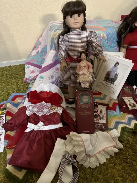 AG Pleasant Company Samantha c.1990s, PC Outfits & Doll, 2 Minis - Great Lot!!