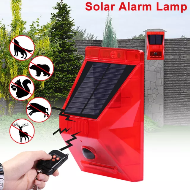 Luz de alarma solar Sensor de movimiento Lámpara estroboscópica + Control remoto