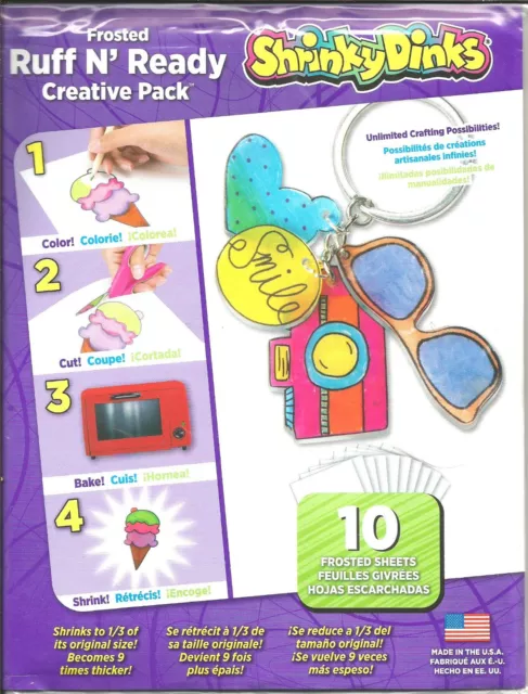 Shrinky Dinks Shrinkable Plastic Frosted Ruff N' Ready Creative Pack 10 Sheets