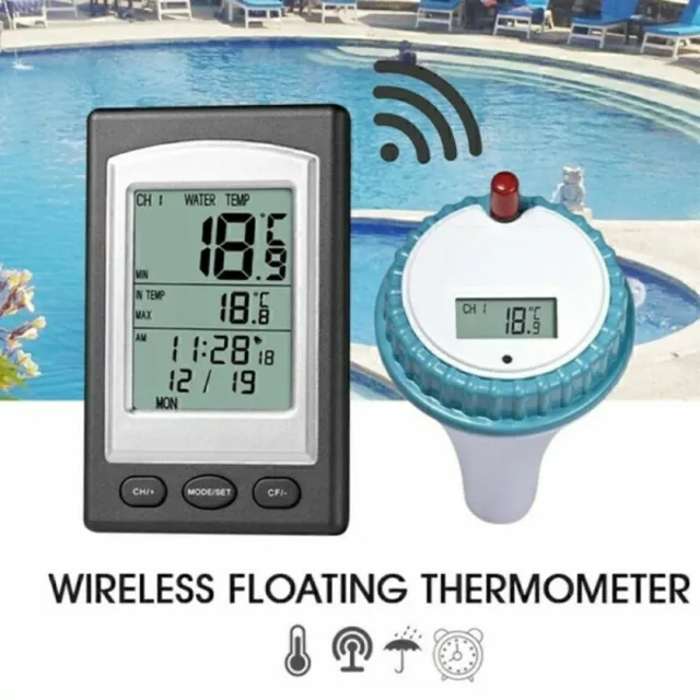 Remote Floating Wireless LCD Pool Schwimmbad Teich Wasser Funk Thermometer