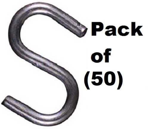 (50) National Mfg  N121-566 1" Heavy Zinc Plated Open S Hooks in Bulk