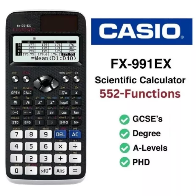 Casio FX991EX Advanced Scientific Taschenrechner ClassWiz 552 Funktionen Schwarz