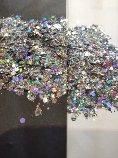 Silver Chunky Holographic polyester glitter mix 2 oz. in a shaker bottle!