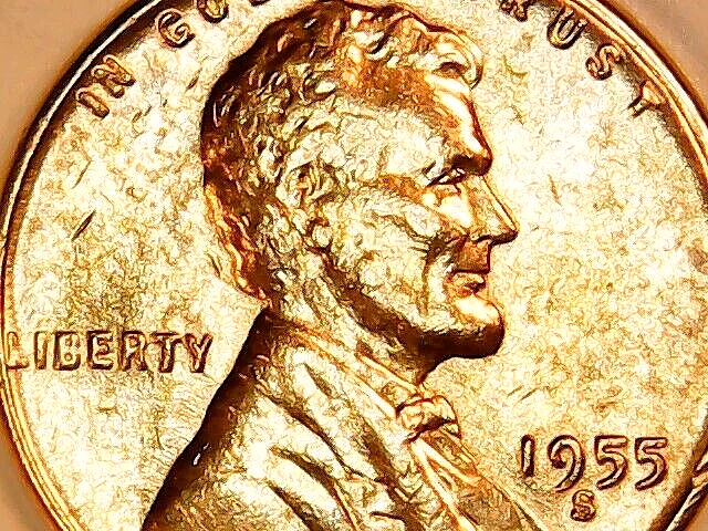 1955 S American Cent Uncirculated Red San Francisco Mint Lincoln Wheat Penny