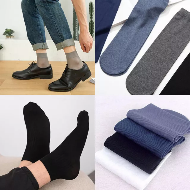 Summer Men's Socks Casual Business Thin Elastic Silky Casual Short Crew Socks @