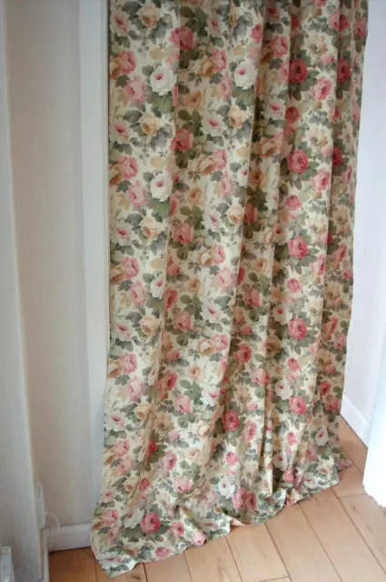 Door Curtain Sanderson Little Chelsea Rose Fabric Single 106" Ex Long  Lined NEW