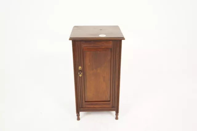 Victorian Walnut Nightstand, Bedside Cabinet, Lamp Table, Scotland 1880, H187