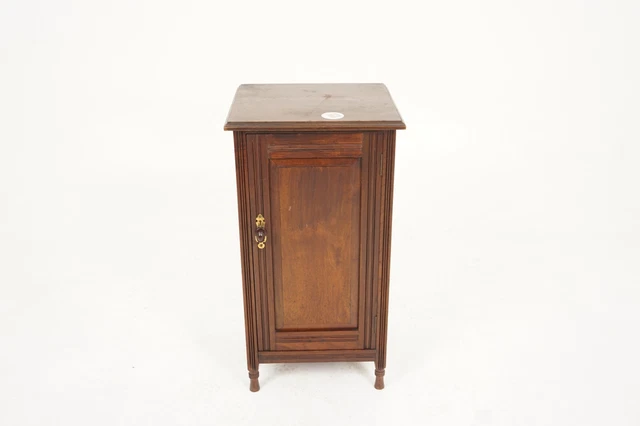 Victorian Walnut Nightstand, Bedside Cabinet, Lamp Table, Scotland 1880, H187