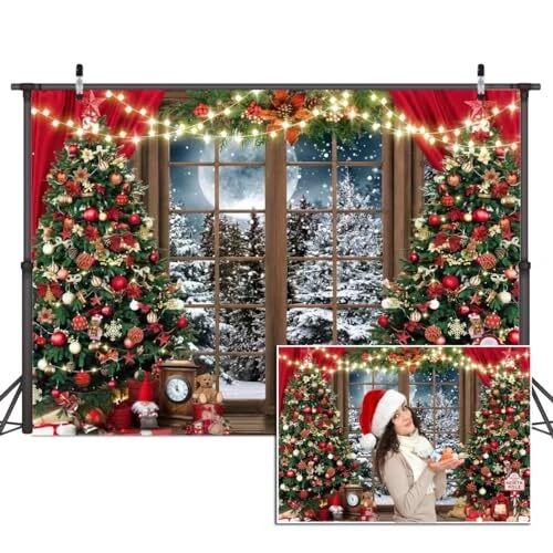 7x5ft Christmas Backdrop Christmas Window Backdrop for Photography Xmas New Y...