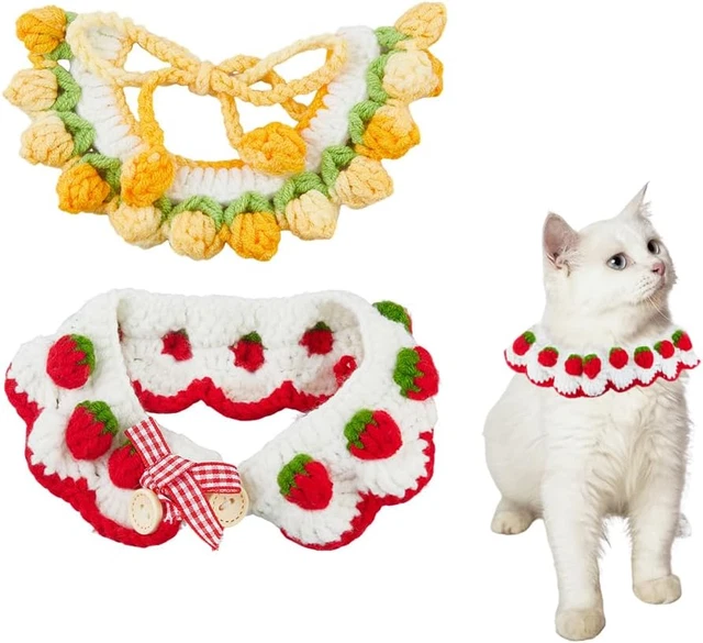 Katzenhalsband Set Mit Glocken - 2 Stück Baumwollhalsbänder Mit Blumenanhänger Für Mädchen