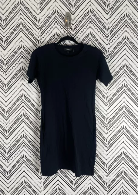 Women Theory Navy Blue Stretch Pocket Short Sleeve Zissia Classic Tee Dress Sz P