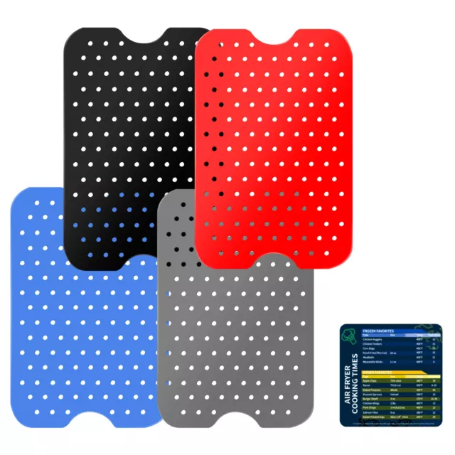 2/4pcs Reusable Silicone Air Fryer Pads for Double Basket Air Fryer Square heRbY