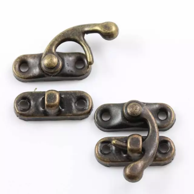 4 X 26mm ANTIQUE BRASS JEWELLERY BOX LATCH CATCH TRINKET CHEST CLOSURE H059