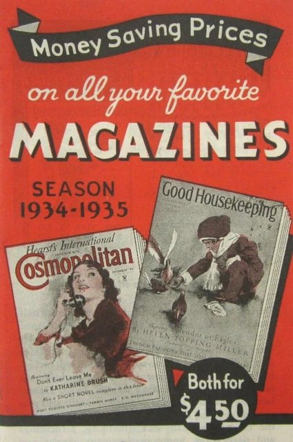 Vintage Magazine Catalog Vogue Fortune Vanity Fair Subscription Price List 1934