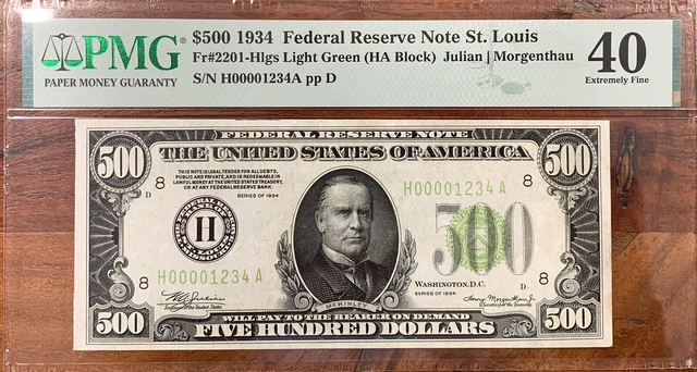 1934 $500 Federal Reserve Note PMG XF40*Fancy Serial Number*