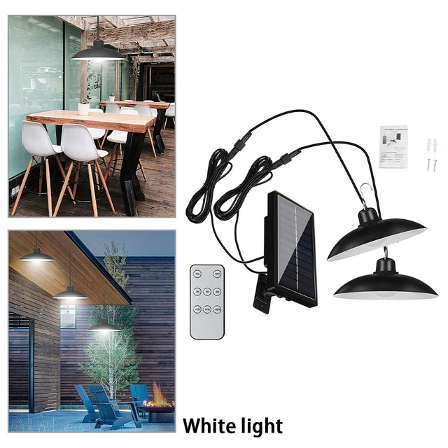 2 Heads LED Solar Powered Pendant Hanging Light Lamp For Garden Yard Lighting