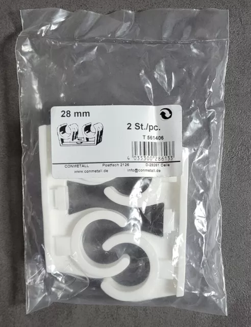 Cornat T561406 Rohr-Clips Doble 28MM, 2 Unidad Conjunto Plástico, Blanco