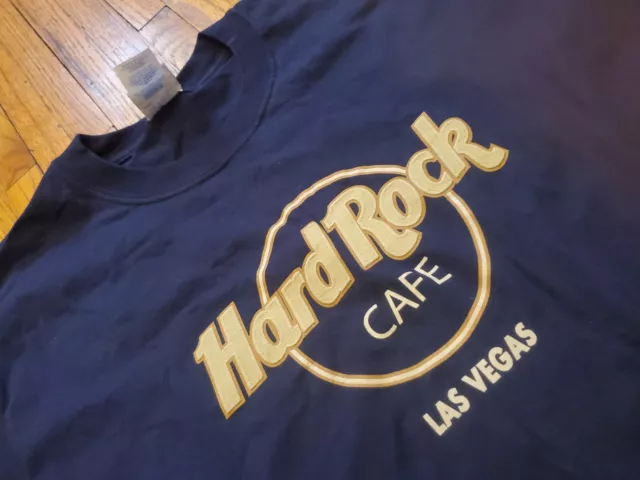 AUTHENTIC HARD ROCK CAFE Las Vegas MENS NAVY BLUE T-SHIRT - SIZE LARGE  L