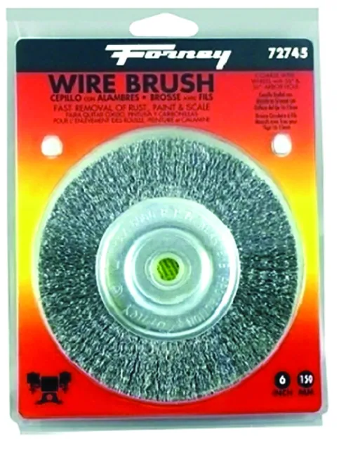 Forney 72745 Wire Bench Wheel Brush Coarse Crimped with 1/2-Inch and 5/8-Inch