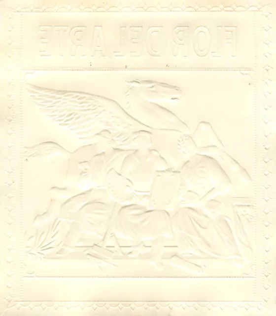 Embossed Cigar Box Label Inner Outer Set (2) Flor Del Arte Gold Pegasus Artists 2