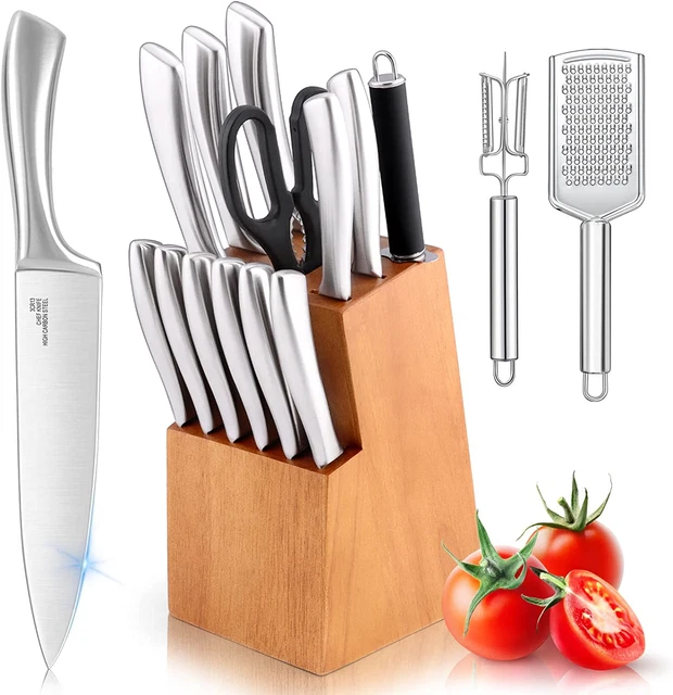 16-Piece Kitchen Knife with Block Set High Carbon Stainless Steel Forged Blades