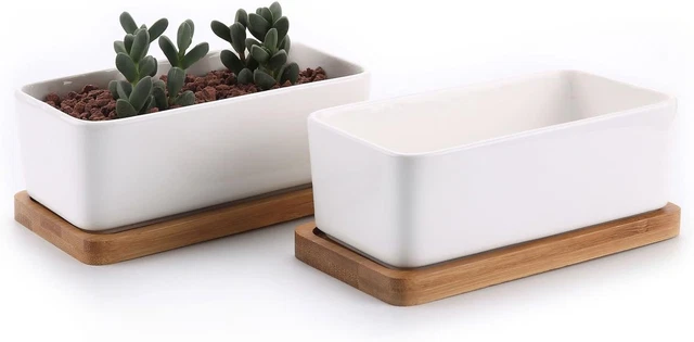 VanEnjoy, Vaso rotondo in ceramica smaltata per piante grasse, 18,5 cm, con foro di drenaggio, vaso per bonsai, decorazione da giardino, contenitore