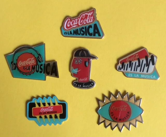 Lot 6 PIN'S COCA COLA " ES LA MUSICA " SET MUSIC MUSIQUE