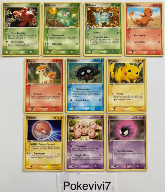 x10 Cartes Pokémon / Pokemon Card Bloc EX ROSSO FUOCO VERDE FOGLIA Italien ITA