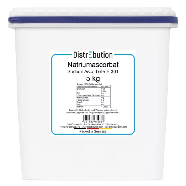 Natriumascorbat 0,1-25 kg Antioxidationsmittel Pulver Glutenfrei Vegan Vitamin C