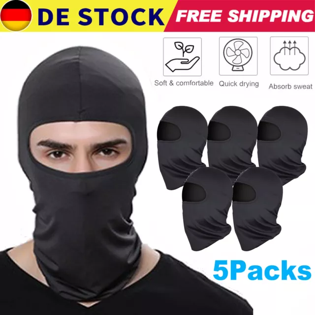 5pcs Sturmhaube Motorrad Kopfhaube Sturmmaske Schutz Halswärmer atmungsaktiv DE
