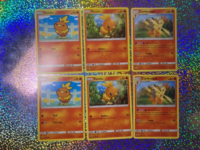 Pokemon Regular Non-Holo: 5/70 Combusken (x2); 25/168 (x2) & 26/168 Torchic (x2)